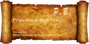 Preszburg Beáta névjegykártya